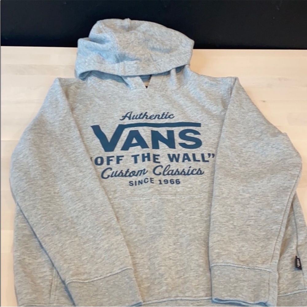Vans Heather Gray Hoodie with Navy Logo - Picture 6 of 7